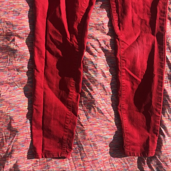 Red Denim Cigarette Fit Skinny Nine West Jeans - Picture 11 of 14